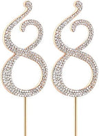 MAGJUCHE Gold 88" Crystal Cake Topper, Number 88 Rhinestones 88th Birthday Cake Topper, Men or Women Birthday or 88th Anniversary Party Decoration Supply