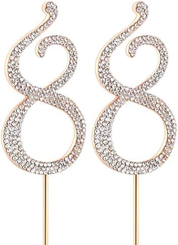 MAGJUCHE Gold 88" Crystal Cake Topper, Number 88 Rhinestones 88th Birthday Cake Topper, Men or Women Birthday or 88th Anniversary Party Decoration Supply