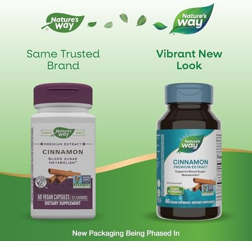 Nature's Way Premium Extract Cinnamon Standardized to 8% Flavonoids 60 Vcaps (Pack of 2)