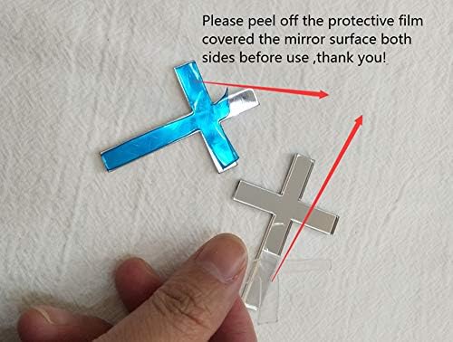 Cross Cake Decoration, Acrylic Cross Cake Charm Topper, Cake Decoration Acrylic Baptism Cross Cake Charm Religious Celebration (Silver Mirror, 2'')