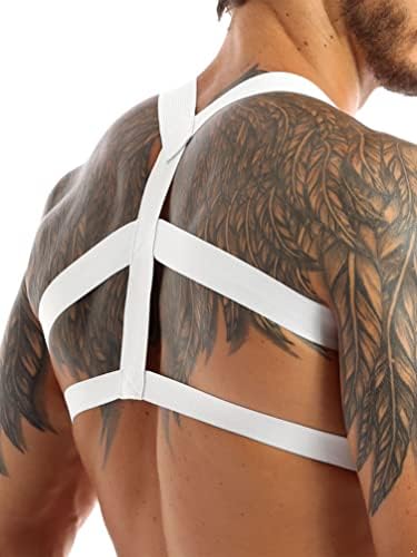 iiniim Mens Sexy Harness Belt Body Chest Lingerie Nylon Elastic Shoulder Strap Punk Gothic Rave Clubwear