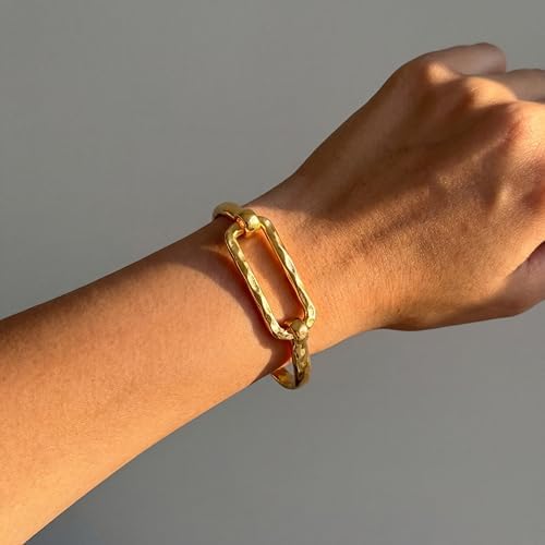 Moodear Chunky Gold Bangle Bracelets for Women – 14K Gold Plated Statement Cuff Bracelet, Trendy Fashion Jewelry Bangles Gifts