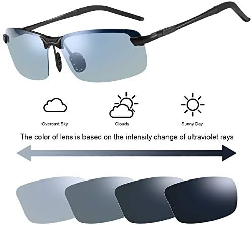 MIRYEA Blue Light Blocking Computer Glasses Photochromic Polarized UV Protection Safety Sunglasses for Men and Women Day and Night Spring Hinge Sports Driving Eyewear Anti Glare Eyestrain Eyeglasses