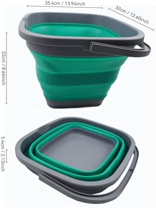 SAMMART 11L (2.9 Gallon) Collapsible Rectangular Handy Bucket (1, Dark Grey/Bluish-Green)