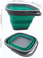 SAMMART 11L (2.9 Gallon) Collapsible Rectangular Handy Bucket (1, Dark Grey/Bluish-Green)