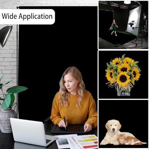 Black Photo Backdrop for Photoshoot, Black Photography Backdrop for Portraits, Fabric Background for Product Photography and Video Creation 8FTx10FT