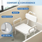 Loyoda Shower Chair for Inside Shower,Bath Chair with Arms and Back,Aluminum Shower Stool for Tub,Slip Resistant Shower Bench,Height-Adjustable Shower Seat with Handles for Seniors,Neutral Gray