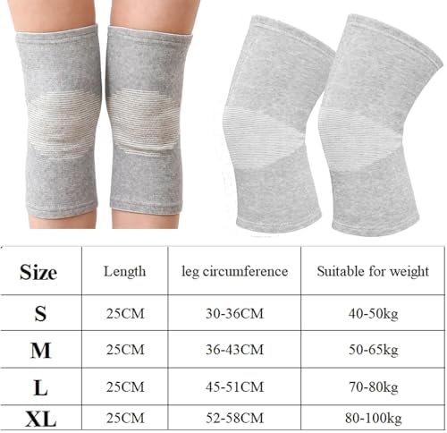 Bamboo Charcoal Knee Sleeve - Bamboo Knee Brace Bamboo Compression Knee Sleeve -Elastic Warm Knee Brace Bmboo Knee Sleeve for Arthritis (Gray, Large)