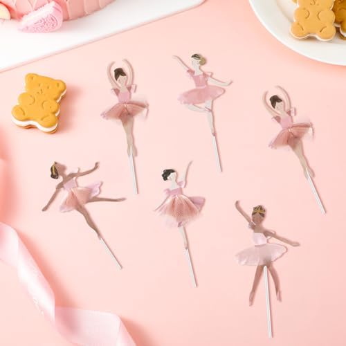 36 Ballerina Cupcake Kit Colorful Ballet Tutu Dancer Girls Cupcake Toppers Ballet Slipper Picks Dancing Cake Dessert Muffin Toppers for Wedding Baby Shower Birthday Party