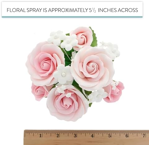 Global Sugar Art Garden Rose Topper Bouquet Sugar Cake Flowers, Pink 1 Count by Chef Alan Tetreault