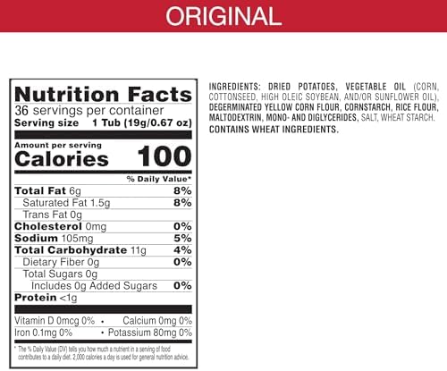 Pringles Potato Crisps Chips, Lunch Snacks, On-the-Go Snacks, Original (36 Cups)
