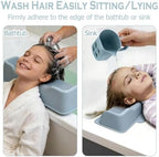 Silicone Portable Shampoo Bowl, Hair Washing Station for Kids and Elderly with Rinse Cup & Scalp Massager, Hair Washing Basin for Sink or Bathtub at Home with Neck Support
