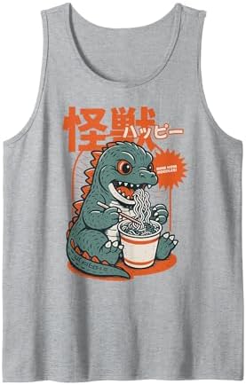 Cute Kaiju Dinosaur Ramen Noodles Funny Dino Japanese Anime Tank Top