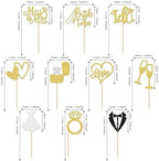 30 PCS Bride to Be Cupcake Toppers Glitter Wedding Cupcake Toppers I Do Love Heart Ring Miss to Mrs Cupcake Picks for Bridal Shower Wedding Engagement Party Cake Decorations Supplies Gold