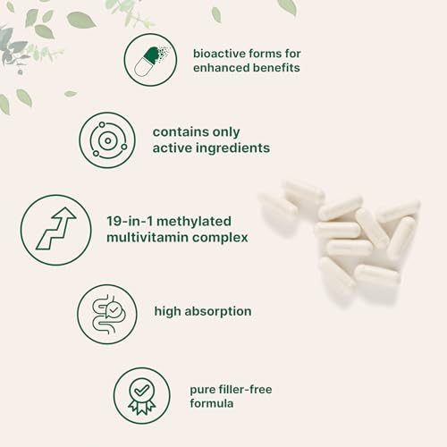 Micro Ingredients Pure Methylated Multivitamin, 240 Capsules | 19-in-1 Formula with Vitamins C, D, B12, Folate, Magnesium, Zinc & More | Filler Free, Non-GMO