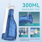 Water Dental Flossers for Teeth, 300ML Cordless Portable Electric Water Flosser, 4 Modes Oral Irrigator, Waterproof Rechargeable Water Floss for Deep Cleaning, Plaque Remover,Braces Home Travel Use