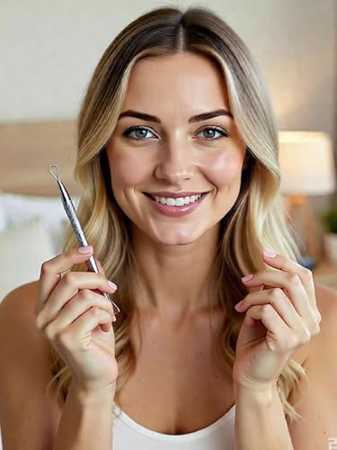 Professional 9-in-1 Blackhead Remover Tools Kit with Stainless Steel Tweezers & Travel Case, Sliver