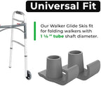 Walker ski Glides 2 Pack, Walker Glide Ski Heavy Duty, Walker Accessories for Seniors Folding Walkers, Easy to Use Rubber Walker Glides, Universal 1" Replacement Glide Caps Tool Free instaltion
