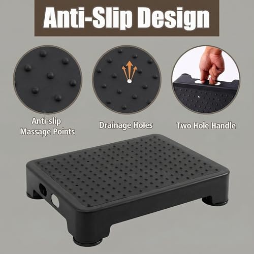 CHIKILLA Step Stool for Elderly & Adults, 600LBS Heavy Duty Mobility Platform, 3.4Inch Low Step for Car High Bed Bathtub&Kitchen, Non-Slip Wide Base Portable Stair Assist, No Assembly Required, Black