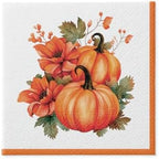 PAW - Paper Napkins (33 x 33 cm) I Pack of 20 3-Ply Paper Napkins I Disposable Napkins - Autumn, Pumpkins, Flowers I Pattern: Pumpkin Composition
