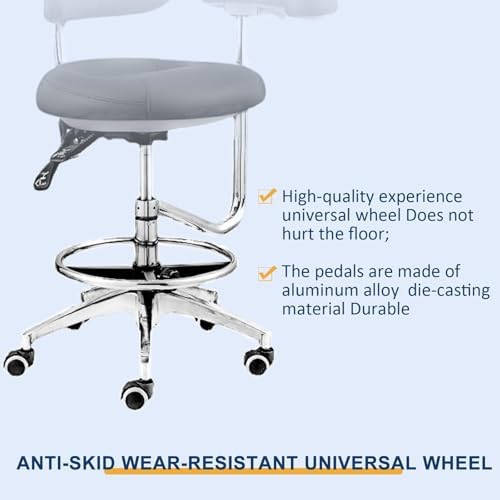 Dental Assistant Chairs, 360 Degree Rotation Armrest Black PU Leather Assistant Stool Chair Height Adjustable Doctor Chair