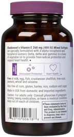 Bluebonnet Nutrition Vitamin E 400 IU (268 mg) Mixed Tocopherols Softgels, Free Radical Portection & Cardiovascular Support, Gluten-Free, Dairy-Free, Softgels, Servings, 100 Count