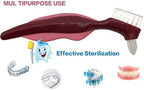 Uouovo Premium Hard Denture Brush Toothbrush, Cleaning Brush, Multi-Layered Bristles & Portable Denture Double Sided Brush, Denture Care (Pack of 2)