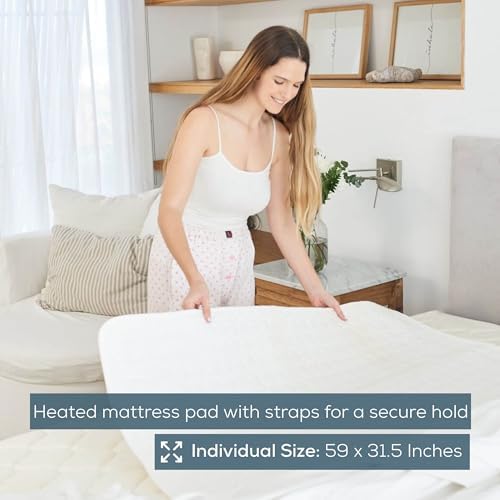 Beurer UWB55 Heated Mattress Pad with 8 Temperature Settings & Ultra-Soft Fleece, 59" x 31.5", Electric Bed Warmer with Overheat Safety Features, Fast Heating, Machine Washable