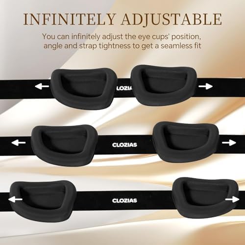 CLOZIA Sleep Mask for Men Women, Adjustable Sleeping Eye Mask, 100% Blocking Eye Masks for Sleep, Soft Comfortable for Travel & Shift Work,Black