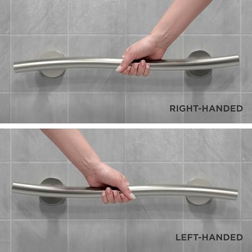 HEALTHCRAFT Wave Decorative Grab Bars, ADA Compliant Bathroom Safety Bars for Seniors, Wall-Mounted, Supports Up to 500 lbs (Brushed Stainless Steel, 24 Inch)