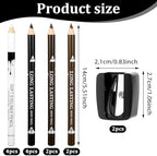 12Pcs Barber Pencil with 2 Sharpener, Magic Hairline Pencils for Lineup Beard Shaping Beard Guide Pen Barber Chalk for Men Beards Hair Makeup Design White Black Dark Brown Light Brown