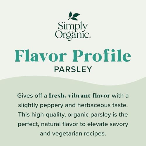 Simply Organic Parsley Flakes, 0.26-Ounce Jar, Fresh, Green-Leafy Taste, Vibrant Color Italian Parsley, Kosher, Organic