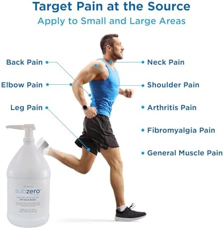 Sub Zero Cooling Pain Relief Gel, 1-Gallon Bottle with Pump - Joint Relief and Nerve Pain Relief Cream for Muscle Deep Pain Relief and Arthritis Relief