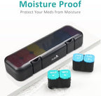 Fullicon Moisture-Proof Pill Organizer 2 Times a Day, Weekly Pill Boxes & Organiser with Silicone Lids, Large Capacity AM PM Pill Organizer 7 Day, Travel Pill Case for Vitamins (Black Rainbow)