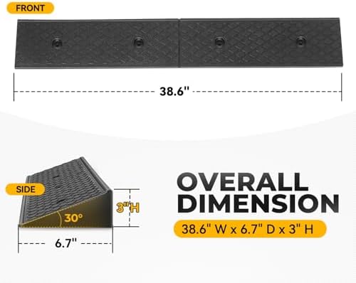 Auto Dynasty Rubber Curb Ramps, 3" Lift Height Curbside Driveway Ramp, 4410 LBS/2T Capacity Sidewalk Curb Ramp for Cars Trucks Bikes Motorcycles Wheelchairs, 2 Pack