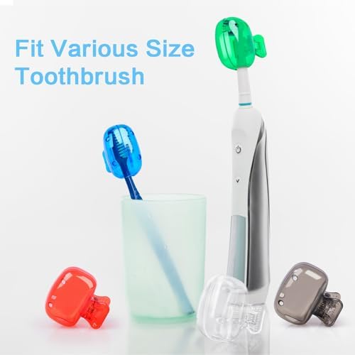 6 Pack Toothbrush Covers Portable Toothbrush Protector Coverings Clips Travel Protector Plastic Brush Pod Protection Clip Case Tooth Brush Covers Tooth Brush Cover Cap for Kids Bathroom Travel Supply