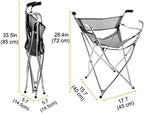 Walking Stick Chair Seat - Folding Camping Cane Portable Stool Heavy Duty Aids for Seniors (L Size Grey)