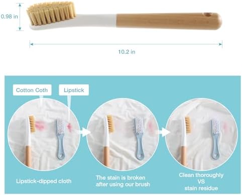 Wood Laundry Brush, OSCIOSS Laundry Stain Brush wth Long Handle and Soft Bristle for Cleaning Clothes & Shoes, Protable Laundry Brush for Stains on Clothes (Natural)
