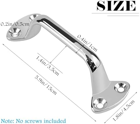Bath Grab Bar - 6 Inch Stainless Steel Shower Grab Bar for Bathroom Safety for Seniors, Elderly, Disabled and Handicap - Stairway and Yacht Handle for Extra Support(Screws Not Included)