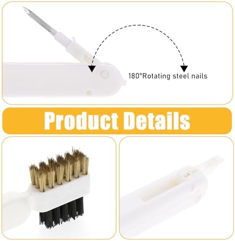 2pcs Kitchen Cleaning Scrub Brush Deep Gas Stove Brass Wire Brushes with Stiff Bristles & Cooktop Scraper Scrubber for Range Hood Grease Grime Rust Cleaner Small Brass Brushes for Pot Pan Household