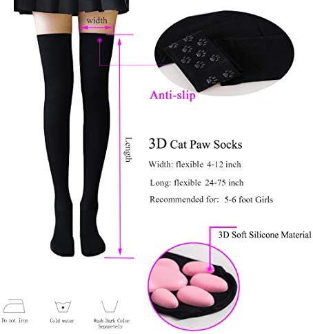 Cat Paw Costume - Cute Paw Toe Beans Gloves Socks with Ear Tail Choker Cosplay Set for Women Girls