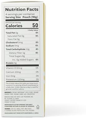 White Leaf Provisions Organic Banana Applesauce – Regeneratively Farmed, No Added Sugar, Kosher, USDA, GMO & BPA free 3.2oz Pouches (Pack of 24)