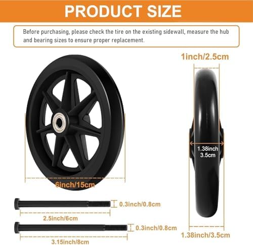 4 Pack 6 Inch Solid Replacement Wheels - Environmentally Friendly Rubber Material, Wear-Resistant PU Tires, Anti-Slip, and Durable ABS Wheel Hub - Easy to Install, (4Pcs 6Inch Wheels)