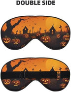 Sleep Mask Halloween Pumpkins Graveyard Spooky Night Comfortable Eye Mask with Adjustable Strap Soft Eye Cover Blindfold for Travel Yoga Nap Shift Work