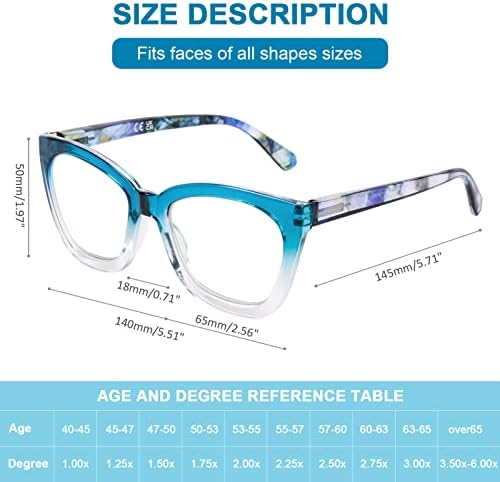 AQWANO Trendy Oversized Cat Eye Reading Glasses Women, Computer Blue Light Blocking Designer Readers Anti Uv/Glare/Eyestrain Magnifying Eyeglasses, 0.0