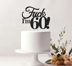 60th Birthday Cake Topper - Black Glitter Funny 60th Birthday Party Cake Decoration Supplies, Cheer to 60 Years Cake Bunting Decor for Women Men, Photo Booth Props