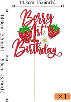 Rsstarxi 1 Pack Berry 1st Birthday Cake Topper Berry First Birthday Decors Sweet Fruit Theme Strawberry One Cake Pick for Strawberry Baby Shower Party Cake Decorations