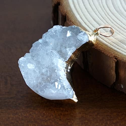 Healing Crystal Set 1Pcs Seven Chakra Square Beads Bracelet and 1Pcs White Crystal Moon Gemstone Pendant