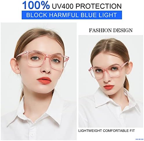 MARE AZZURO Computer Reading Glasses Women Blue Light Blocking Readers 0 100 125 150 175 200 225 250 275 300 350 400 500 600 (Pink, 2.5)