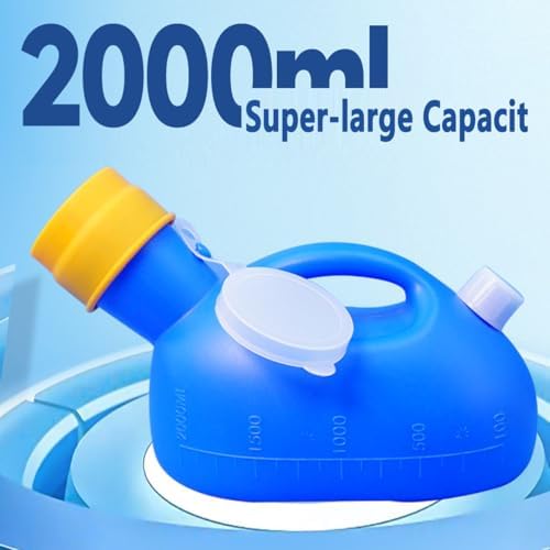 Portable Urinals for Men 2000mL/67oz Men Urinal Bottle with 1.6m/63in Long Leak Proof Hose & Soft Silicone Funnel